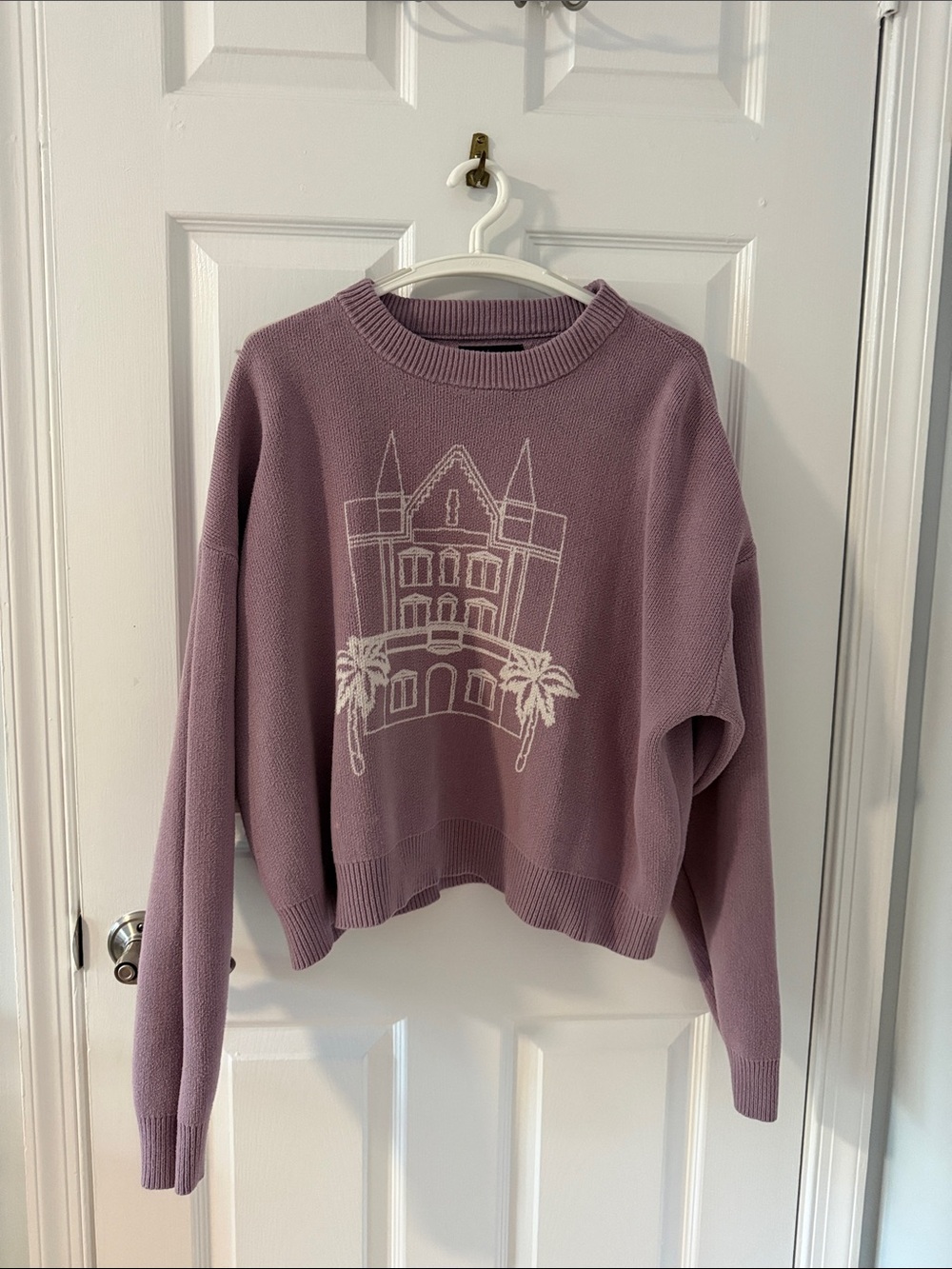 PacSun Lavender Pink Graphic Knit Sweater